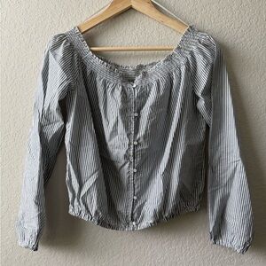 Aeropostale Blue and White Striped Blouse
